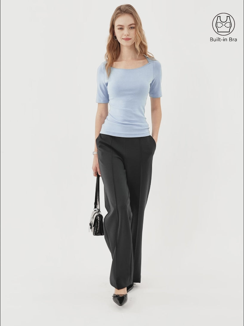 Cotton Lyocell Scoop Neck Short Sleeve Brami