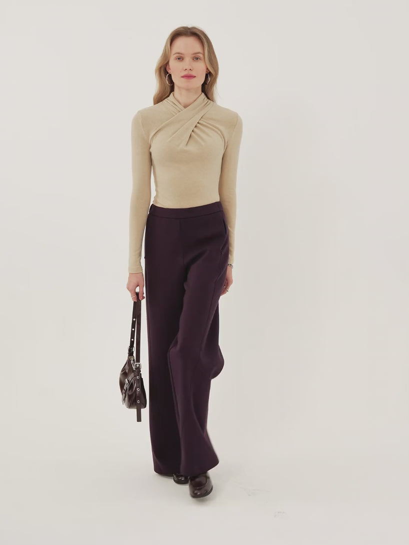 DoubleWarm High Rise Wide Leg Pull-on Pants with Pockets