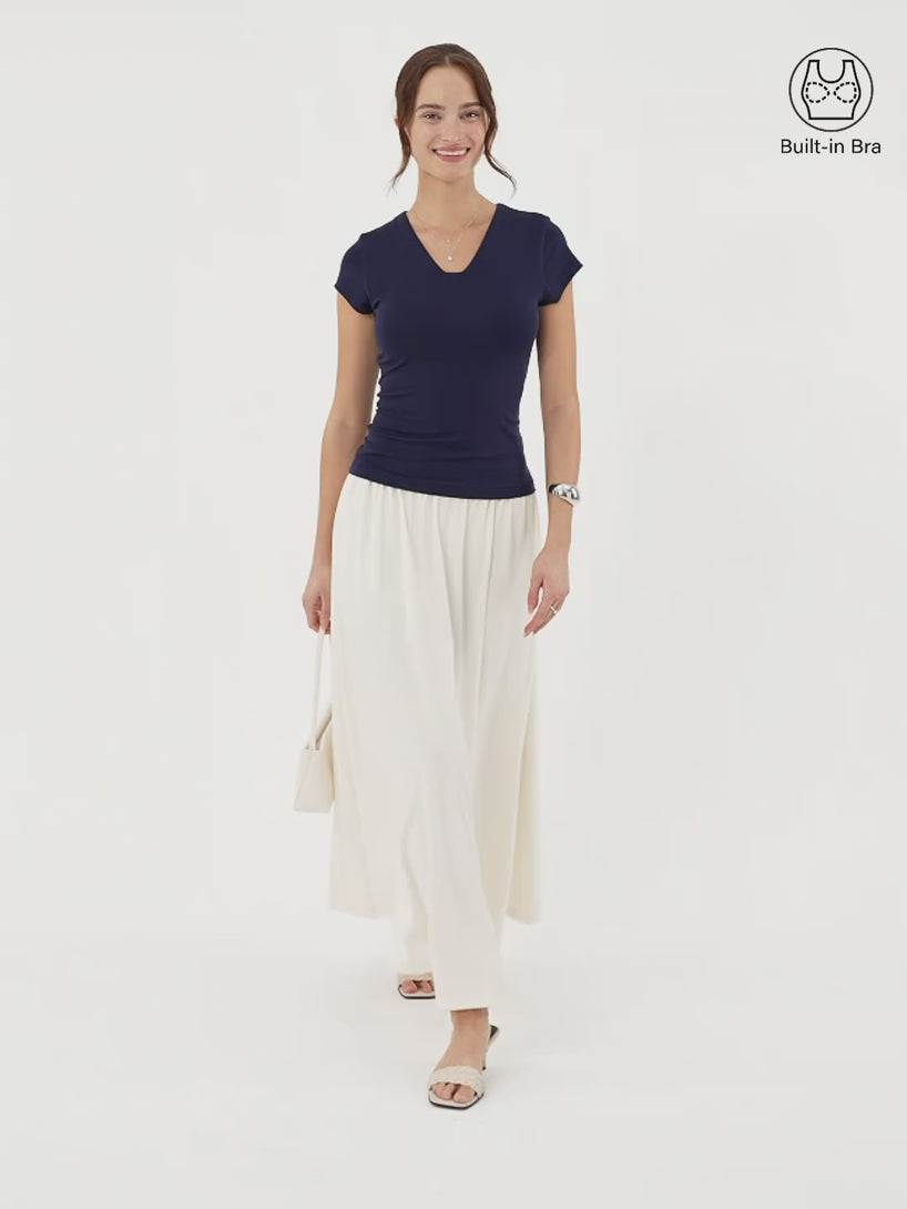 OGLmove Cool Smooth V-Neck Cap Sleeve Bra Top