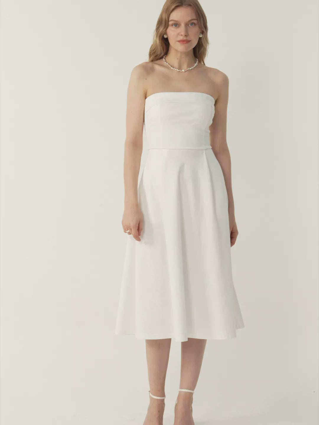 Tube Midi Dress with Pockets - White