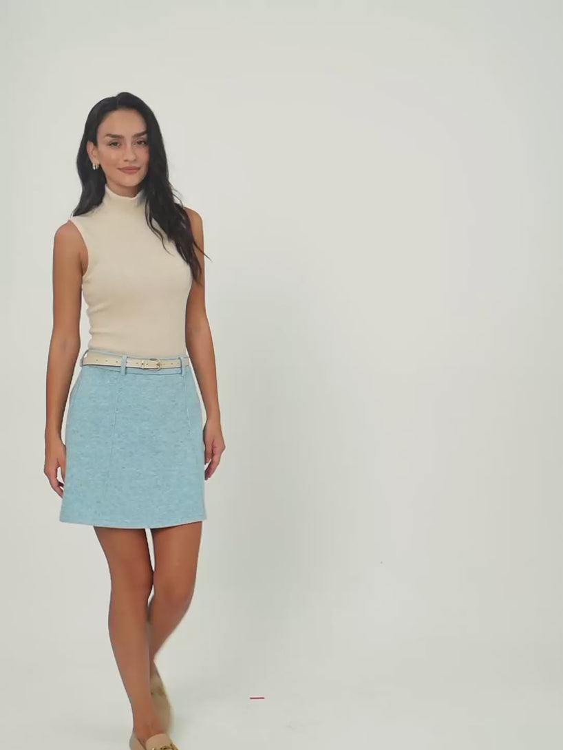 High Waisted A Line Mini Skirt