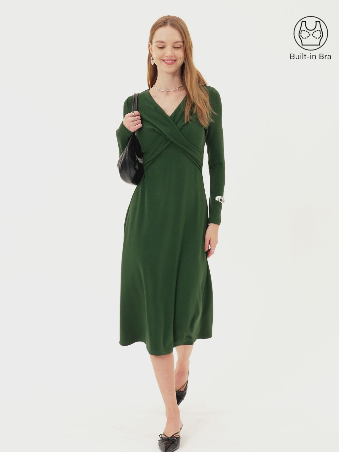 ProWarm V-Neck Surplice Midi Brami Dress