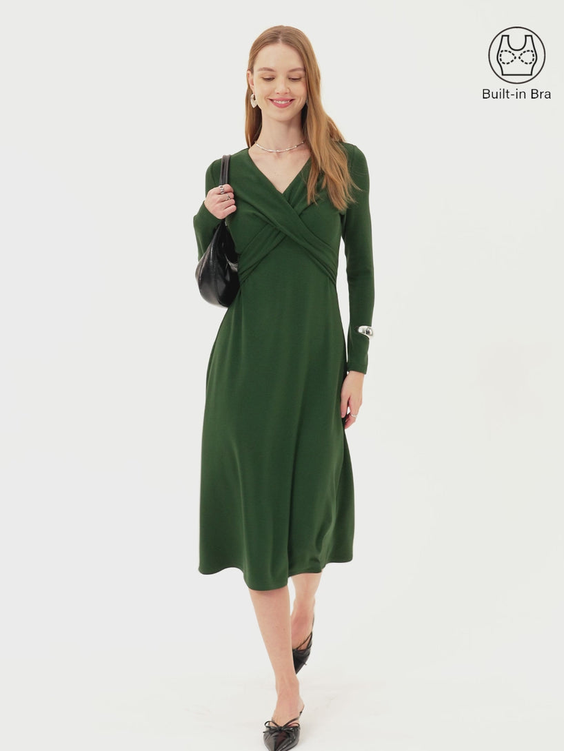 ProWarm V-Neck Surplice Midi Brami Dress