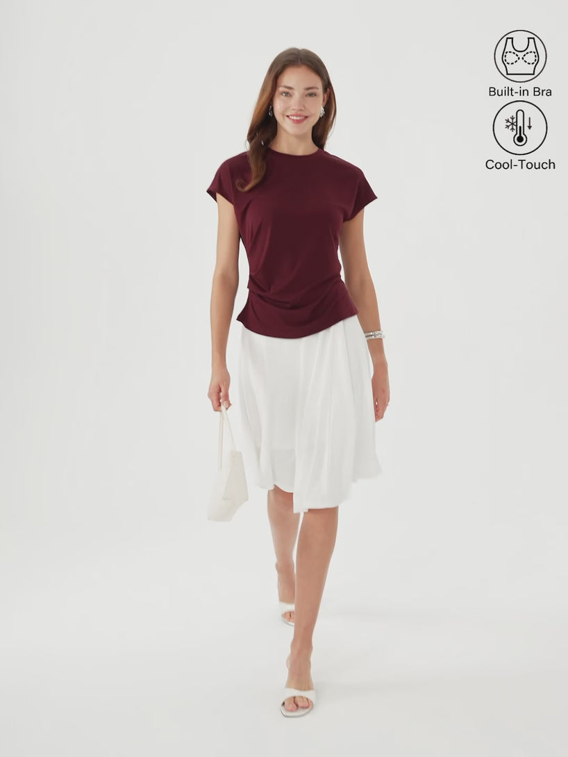 OGLmove Relaxed Round Neck Tucked Cap Sleeve Tee