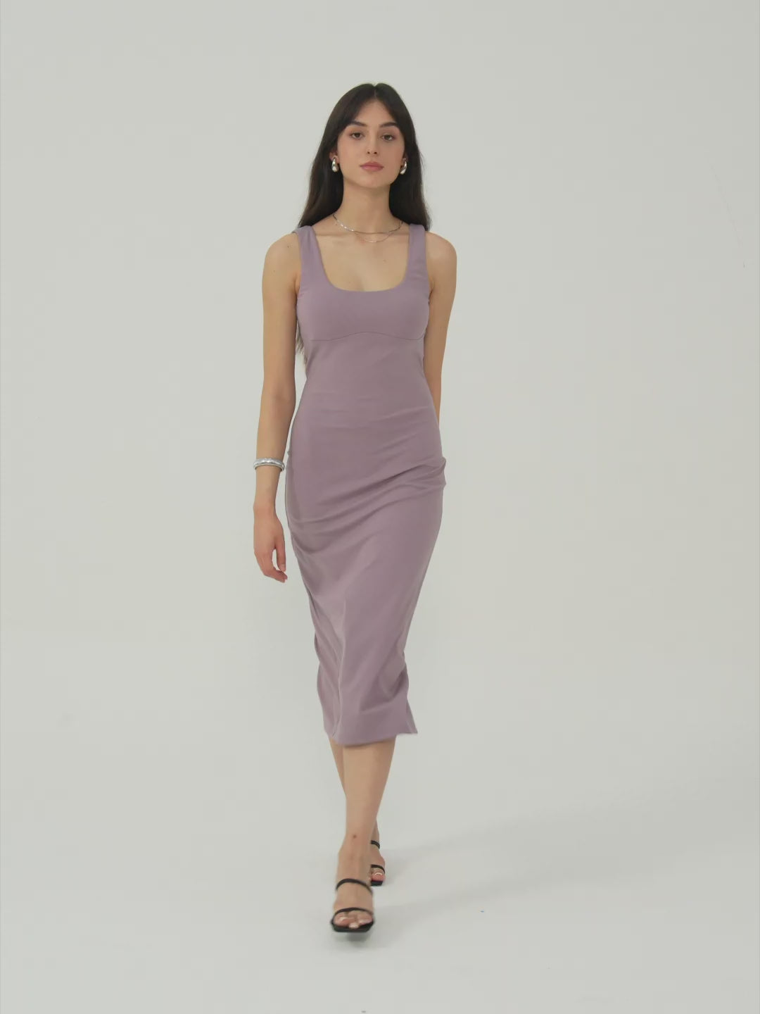 Contour Tank Midi Dress - Taro Purple