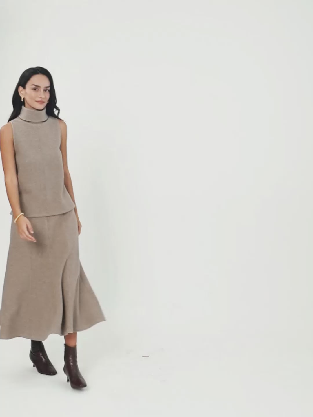 High Waisted Umbrella Hem Midi Skirt