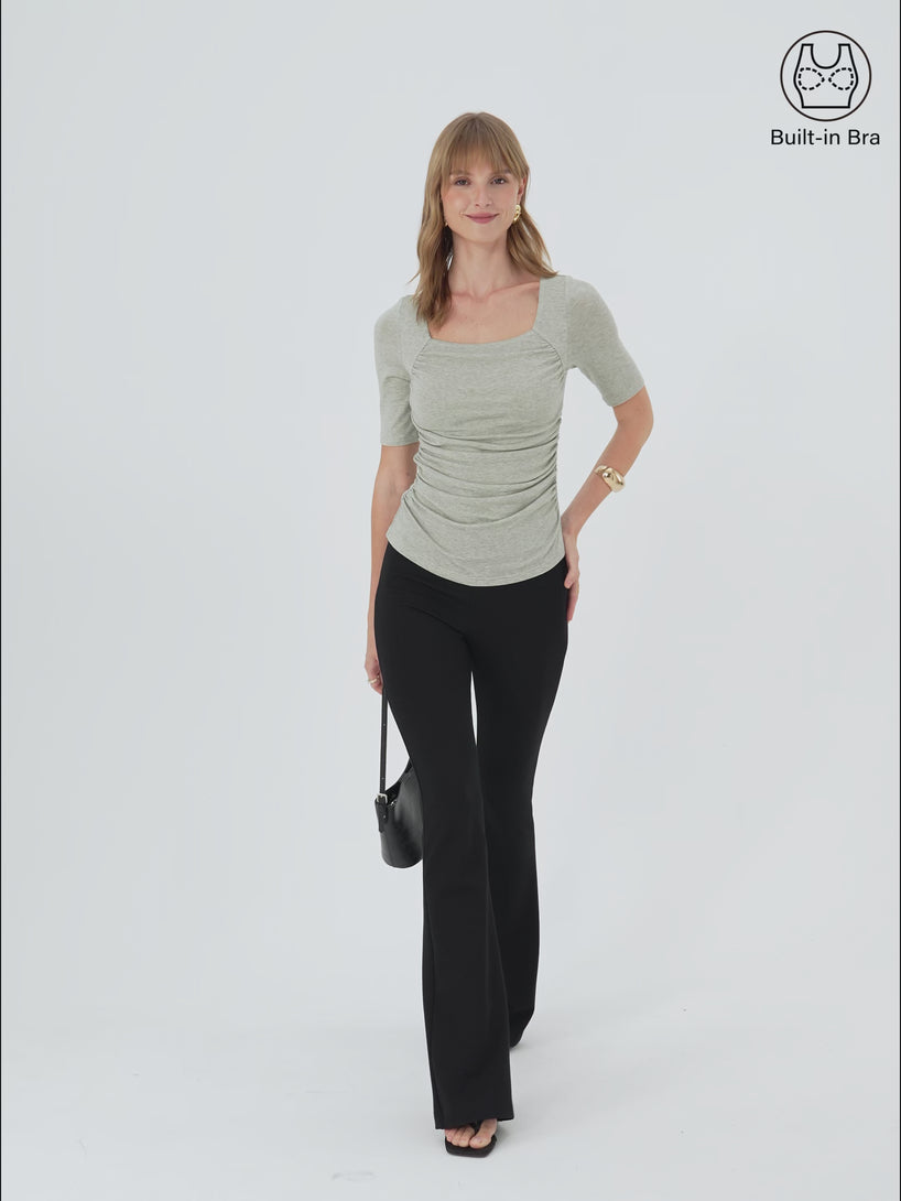 OGLmove Lyocell-Wool Square Neck Ruched Bra Top
