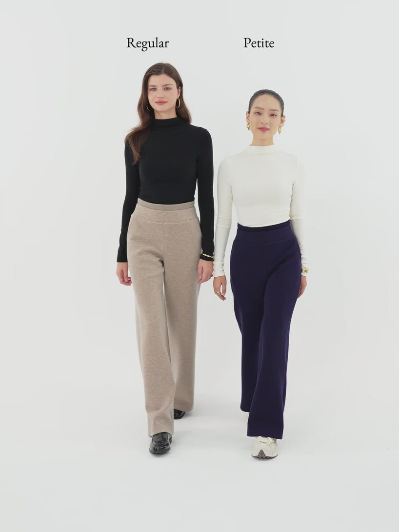 Double Waistband Straight Leg Pants with Pockets
