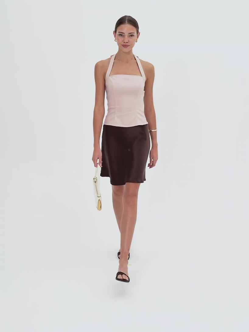 OGLmove Stretch Linen Halter Neck Smocked Top