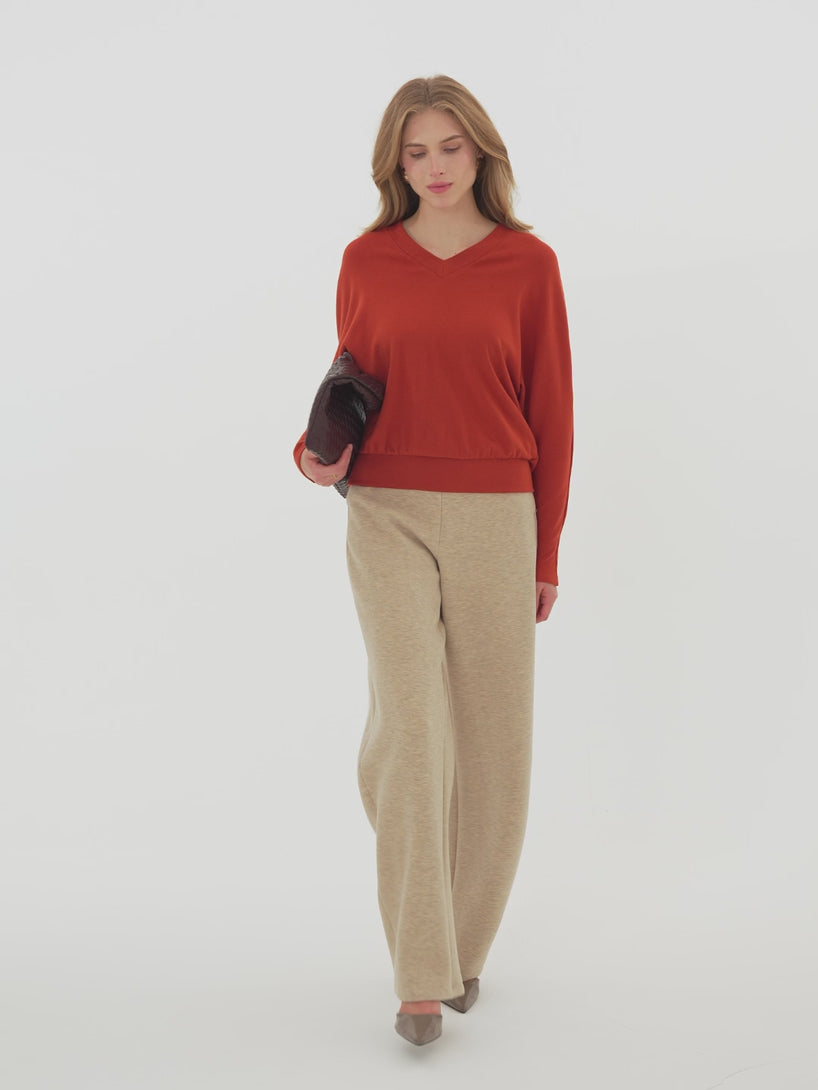 OGLmove ProWarm V-Neck Long Sleeve Banded Hem Top