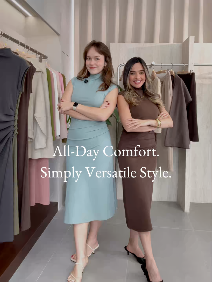 OGLmoveMockneck Tucks Midi Dress