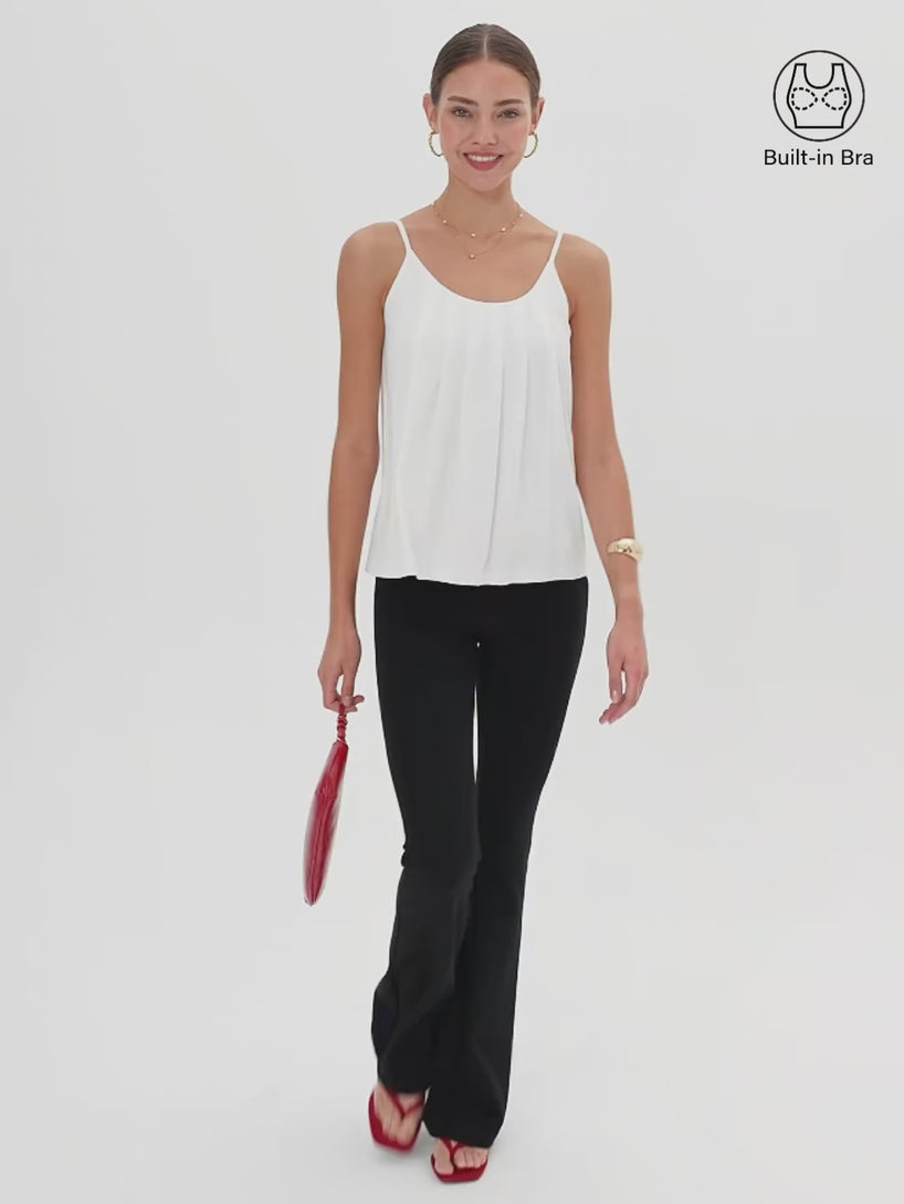 OGLmove U-Neck Pleated Spaghetti Bra Tank