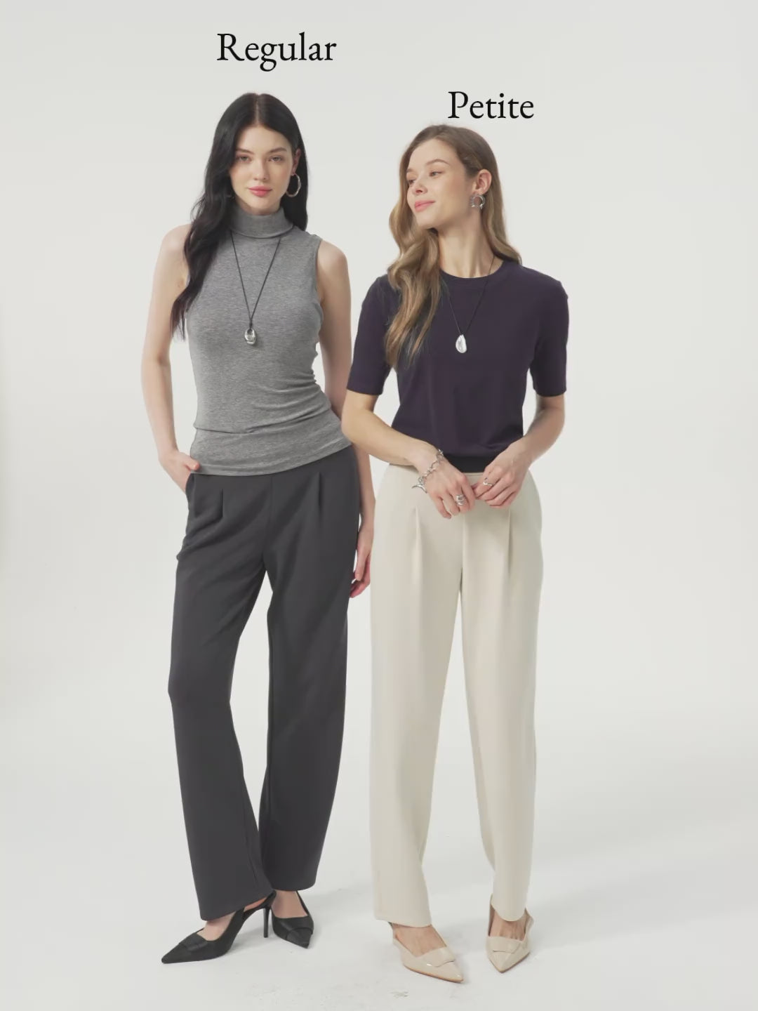 Sandwashed Spacer Mid Rise Straight Leg Pull-on Trousers with Pockets