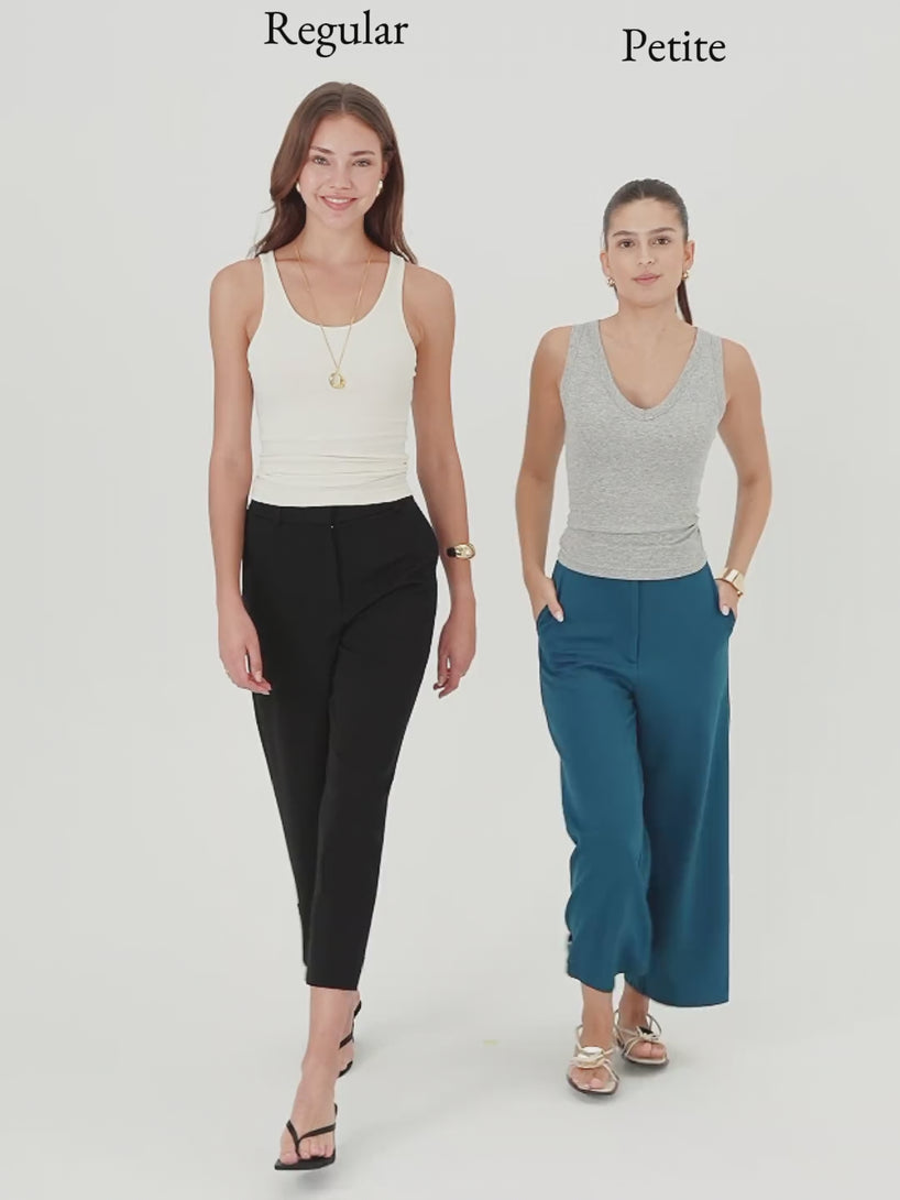 OGLmove Ponte High-Rise Cropped Wide-Leg Pants with Pockets