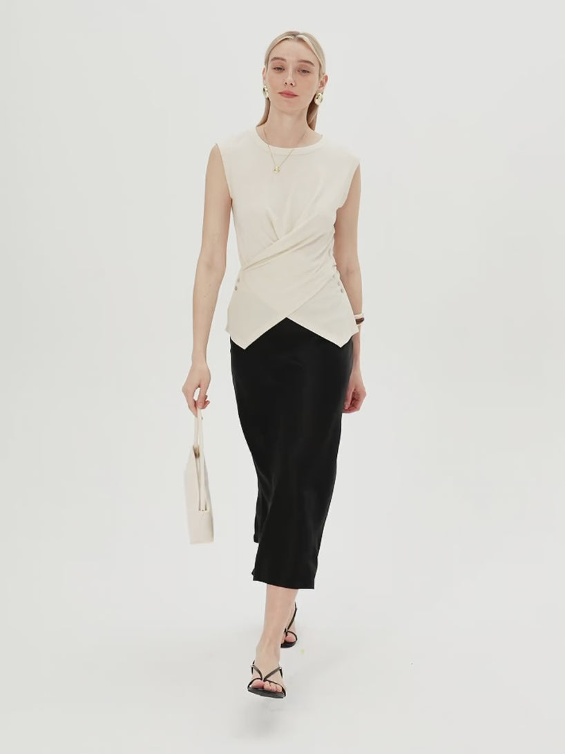 OGLmove Summer Airy Linen Crossover Top