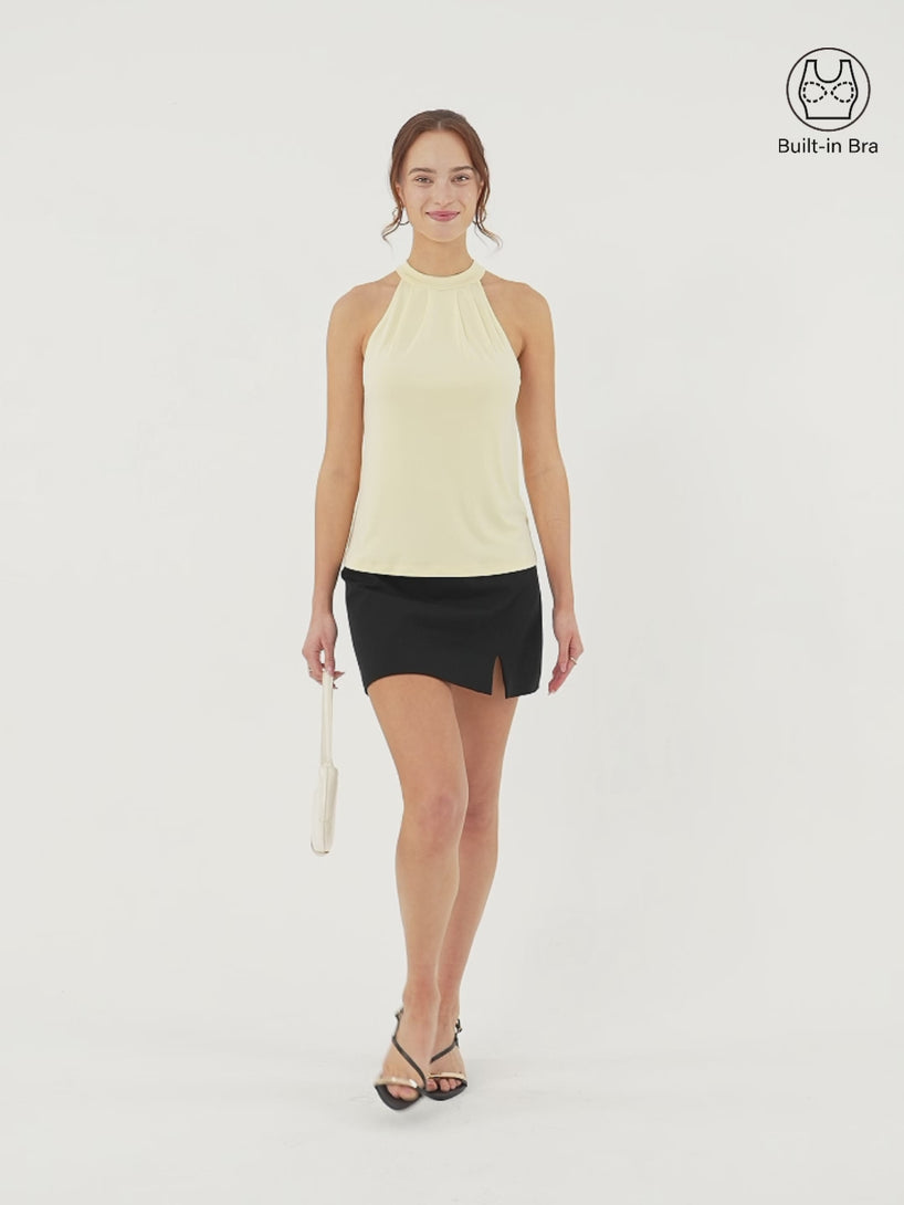 OGLmove Sandwashed Halter Neck Tucked Bra Tank