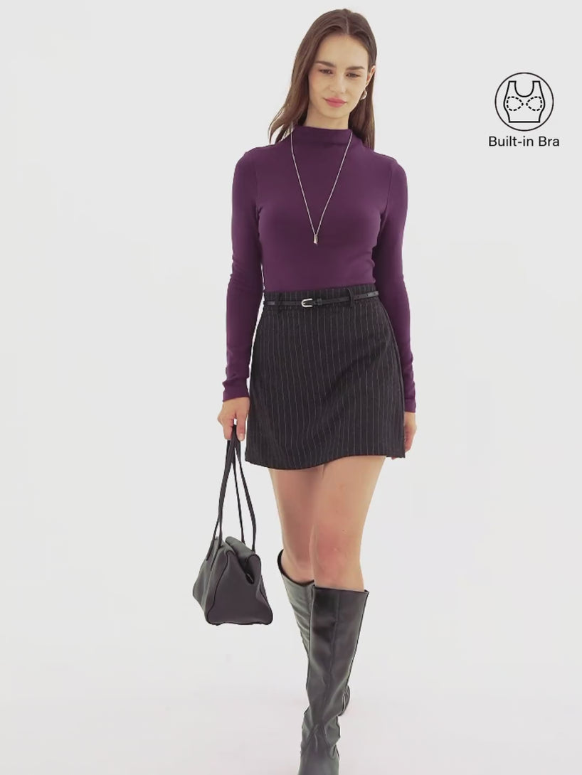 OGLmove Eco-Mousse® Mock Neck Long Sleeve Bra Top