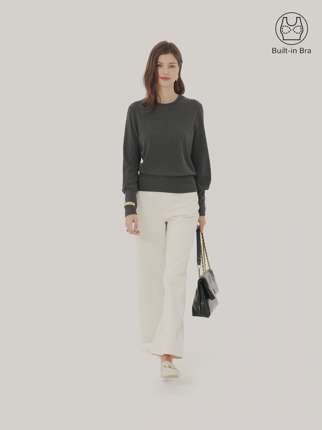 Elevated Crewneck Brushed Brami with Banded Hem