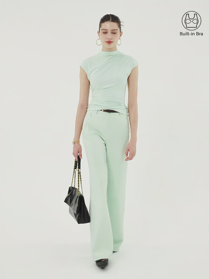 SkinKiss Mockneck Ruched Cropped Brami