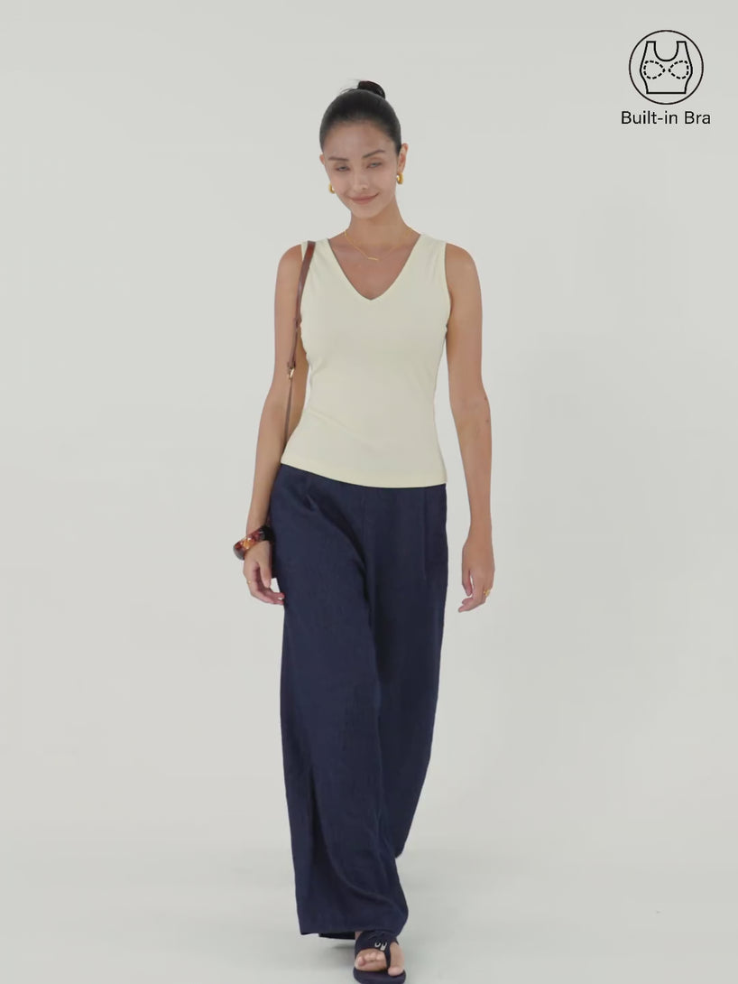 OGLmove Pointelle V-neck Sleeveless Bra Tank