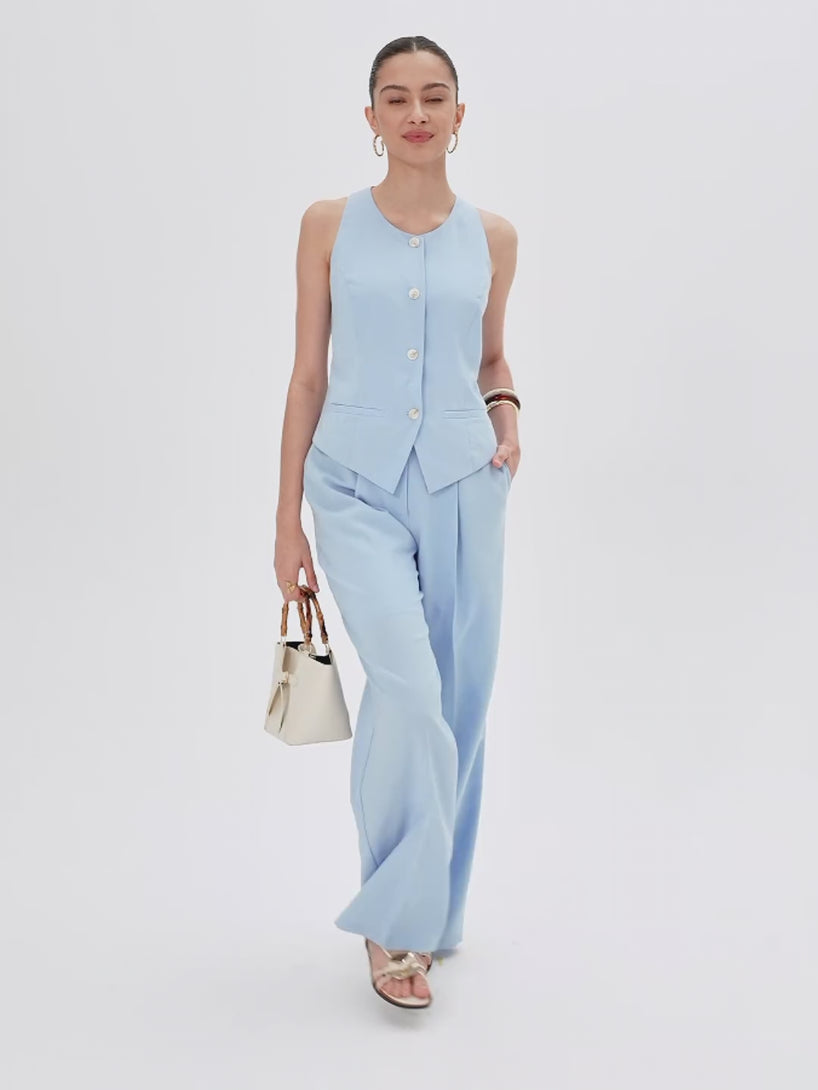 OGLmove Linen Summer Waistcoat with Pockets