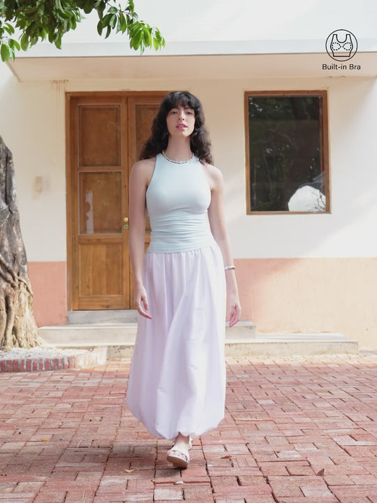 Crewneck Brami Tank with Mother-of-pearl Buttons
