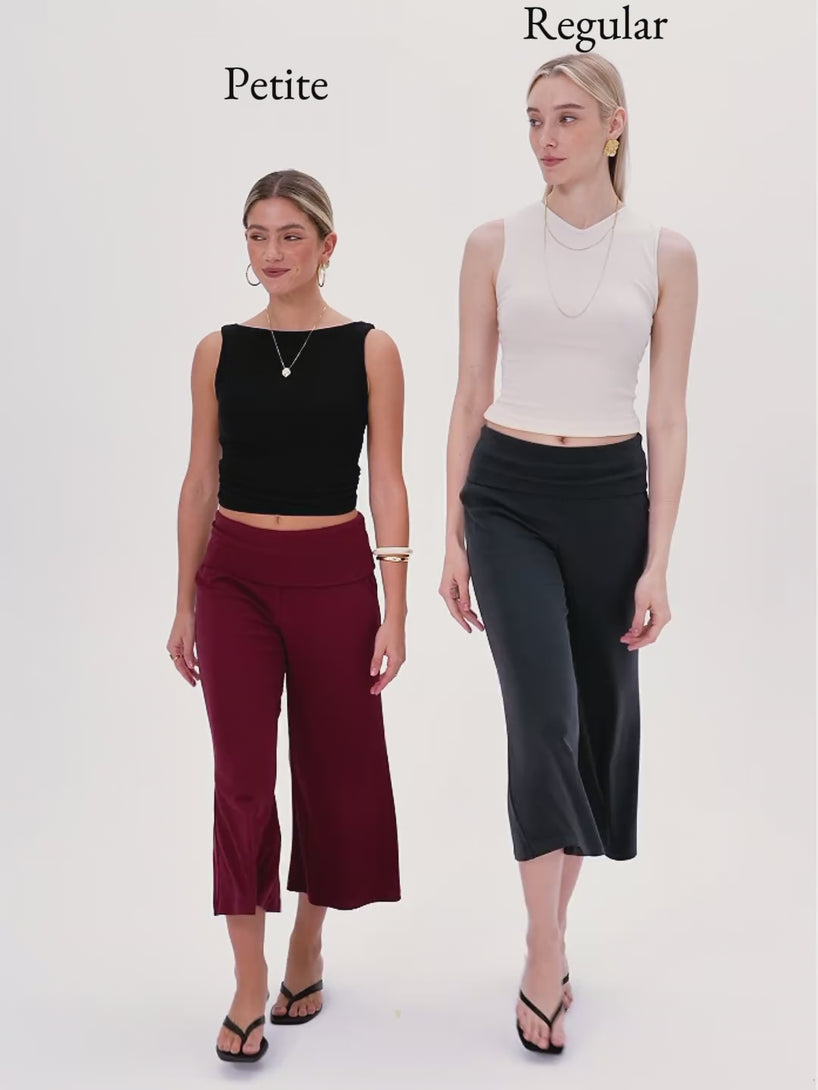 OGLmove Sandwashed Modal Fold-Down Waist Flared Leg Pants