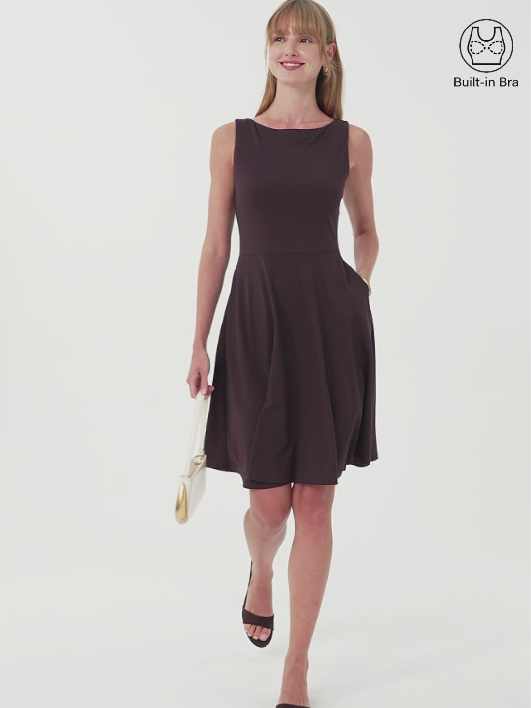Casual Workleisure Regular Fit Misty Rose/S Mini Dresses Sleeveless Boat Neck Women Dresses OGLmove