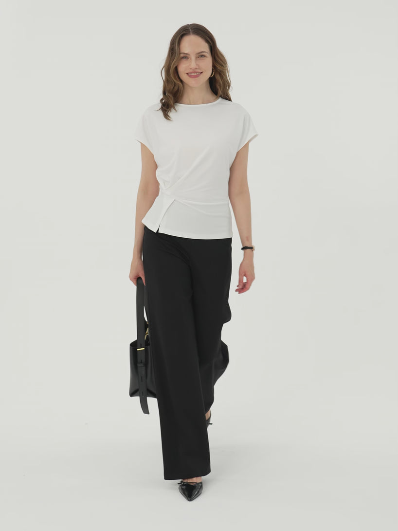 OGLmove Cooling Ponte Relaxed Round Neck Tucked Top