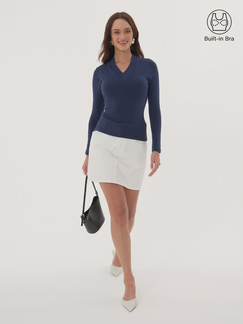 OGLmove Essential V-neck Wide Binding Slimming Bra Top