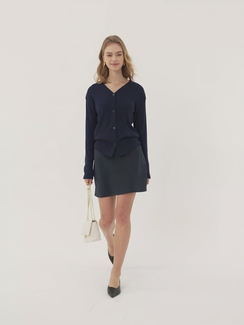 Cozy Rib V-Neck Button-Fronted Cardigan