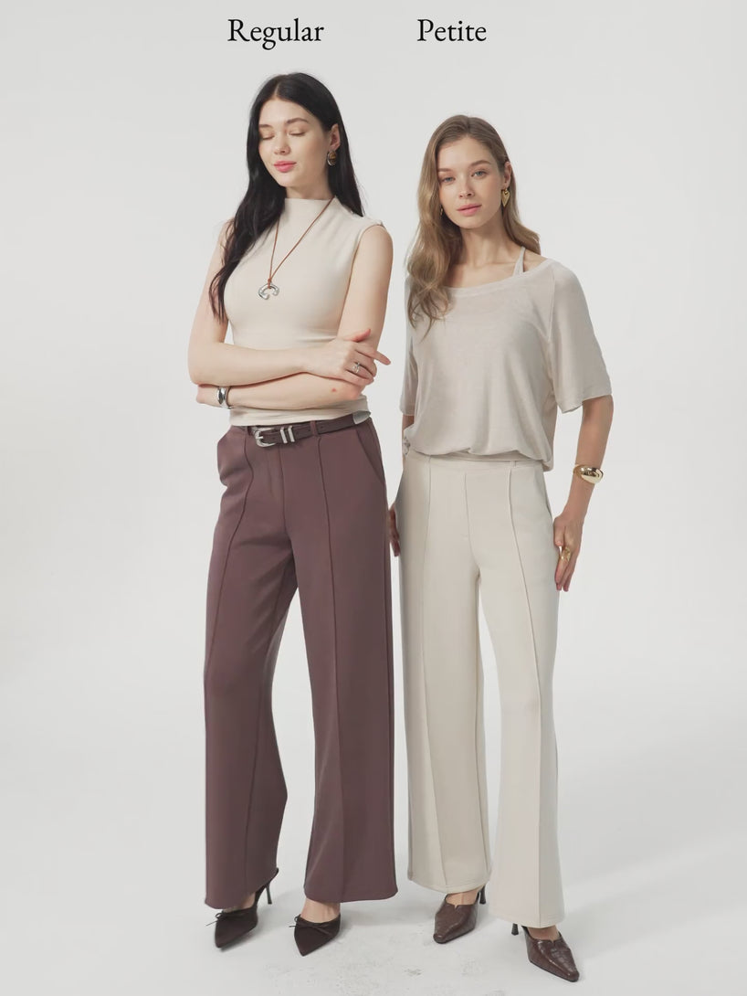 Mid Rise Straight Leg Pants with Pockets