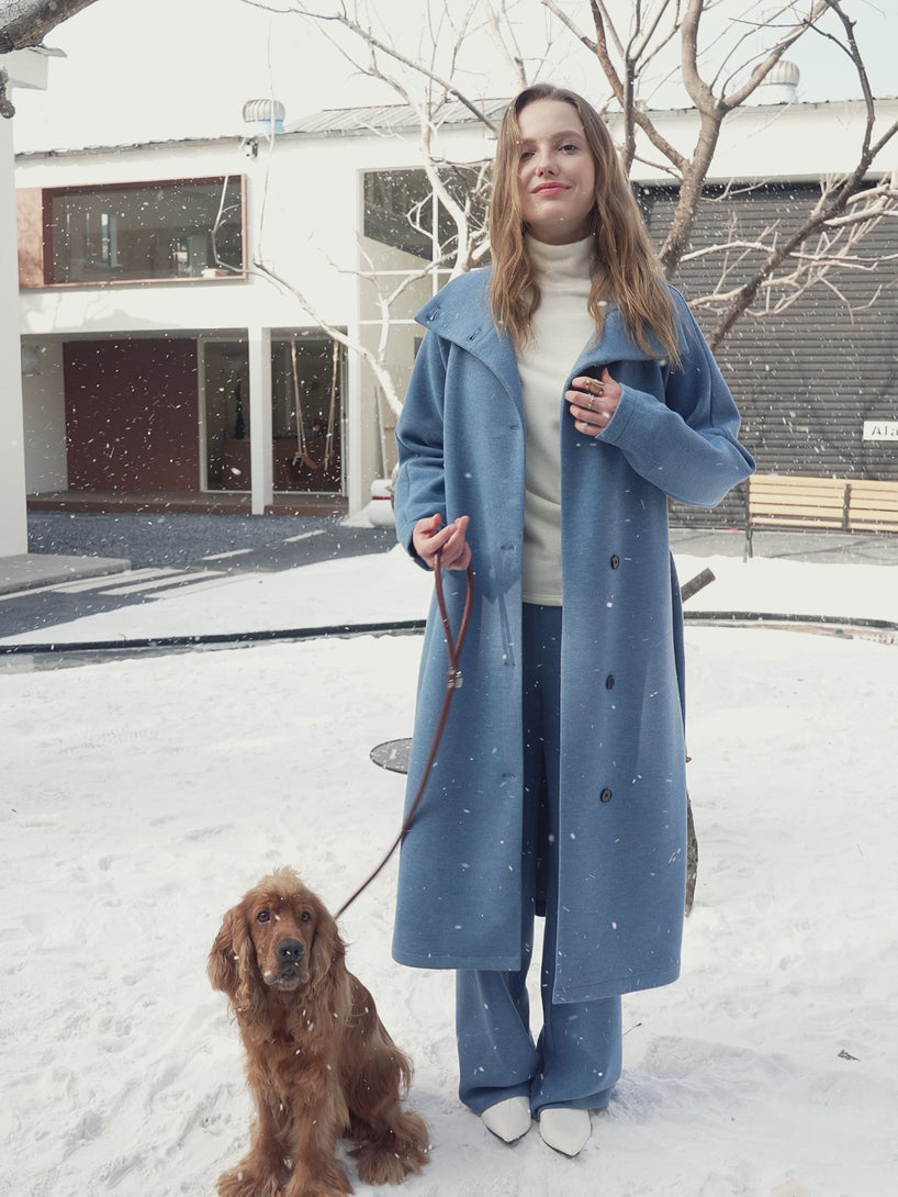 FuzzLuxe Belted Tunnel Neck Button Front Coat