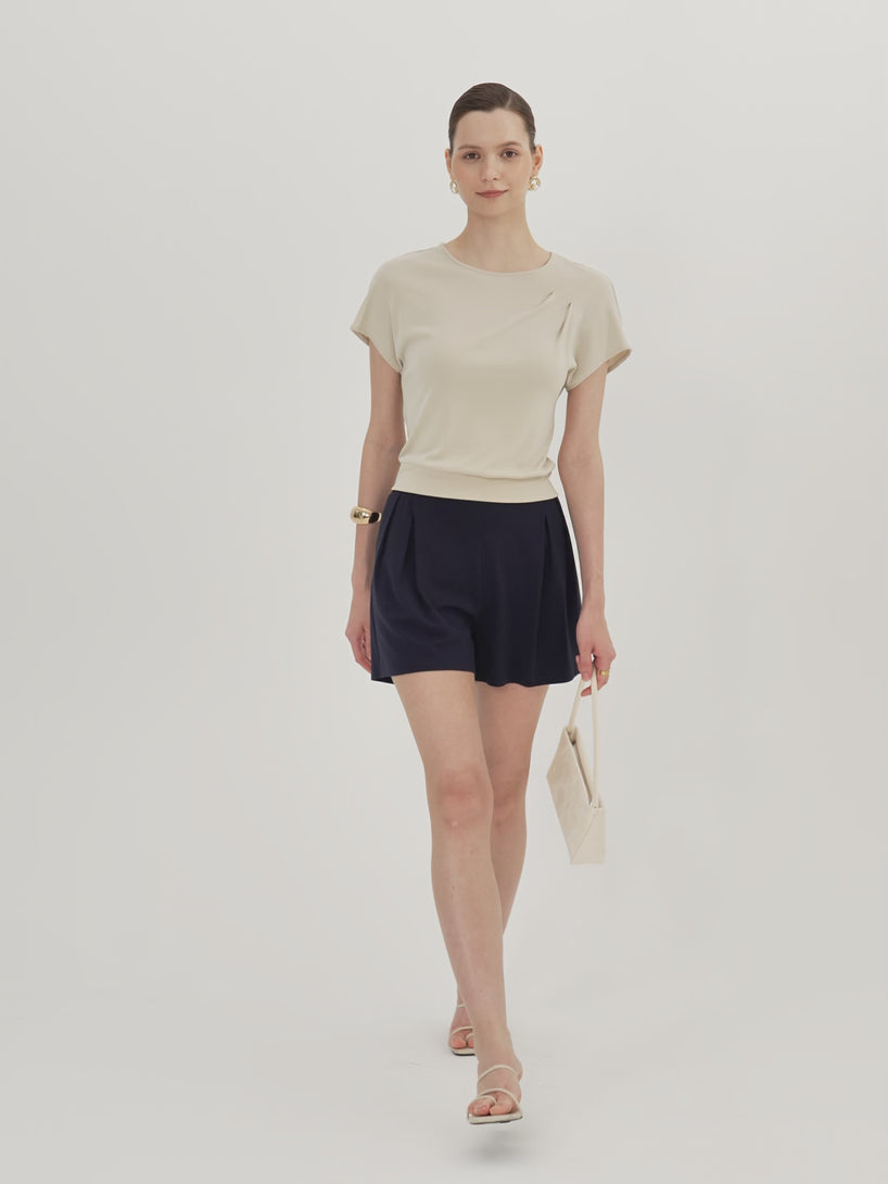 OGLmove Sandwashed Relaxed Round Neck Cap Sleeve Tee
