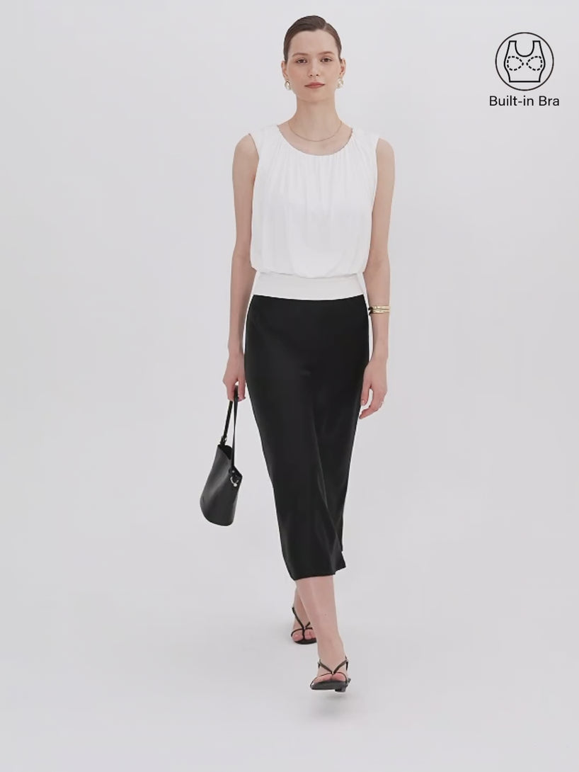OGLmove Round Neck Gathered Sleeveless Bra Top