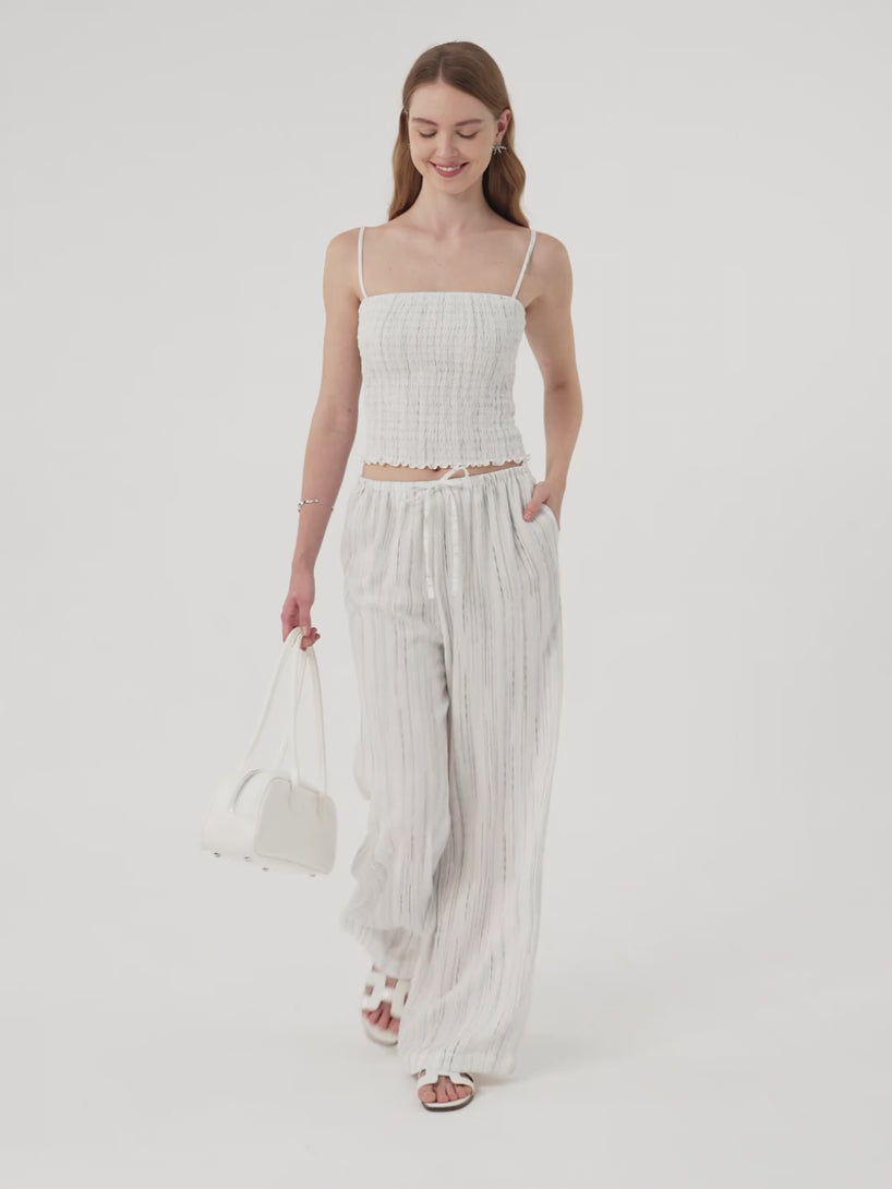 Summer Classic Striped Wide Leg Pants with Pockets