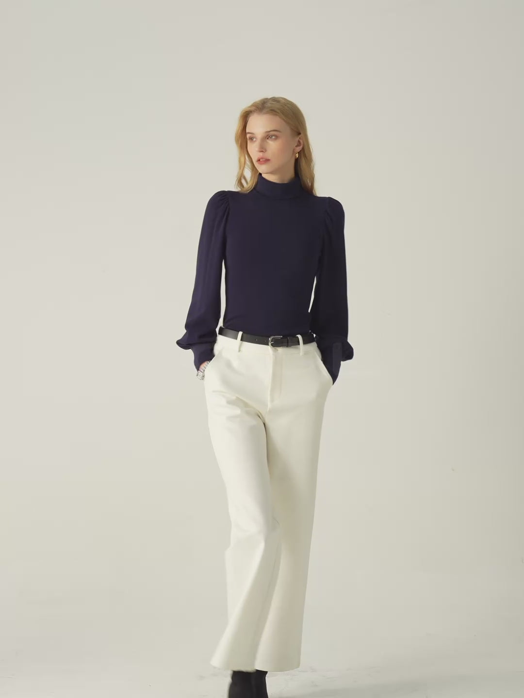 Turtleneck Puff Sleeve Top