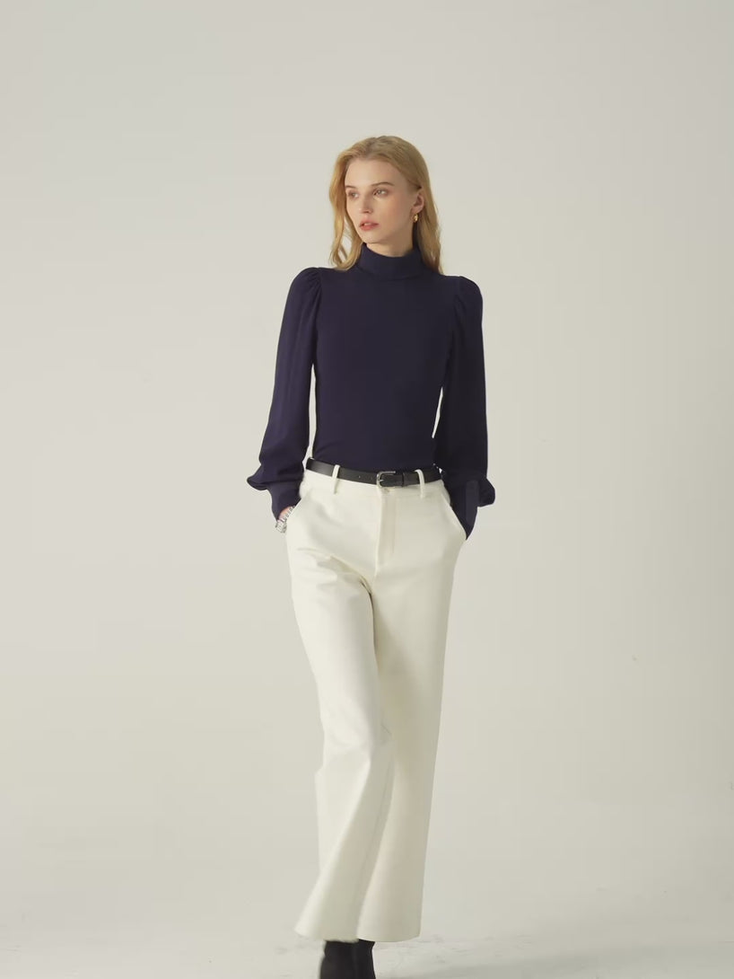 Turtleneck Puff Sleeve Top