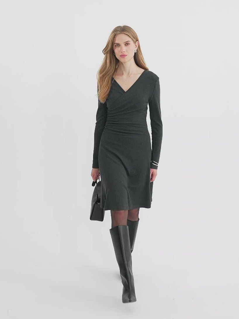 OGLmove LiteWarm Surplice Long Sleeve Gathered Mini Dress