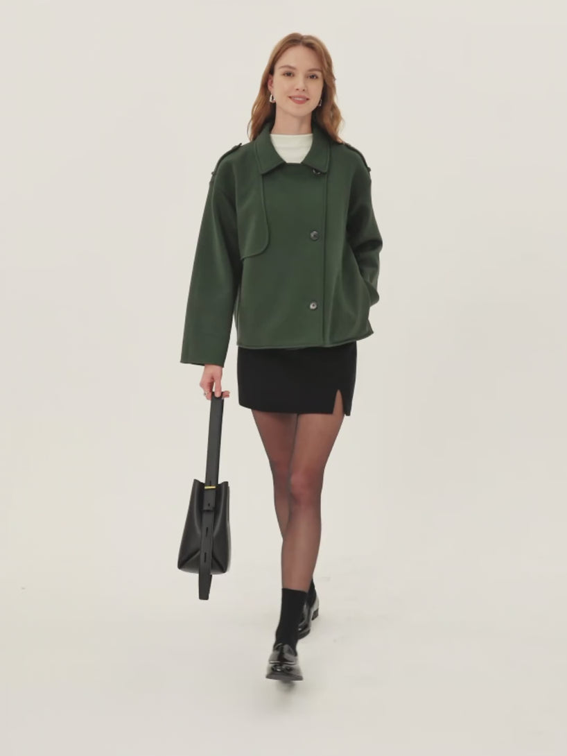 DoubleWarm Convertible Collar Buttoned Coat