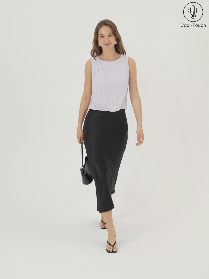 OGLmove CoolTouch Boatneck Gathered Hem Cropped Top
