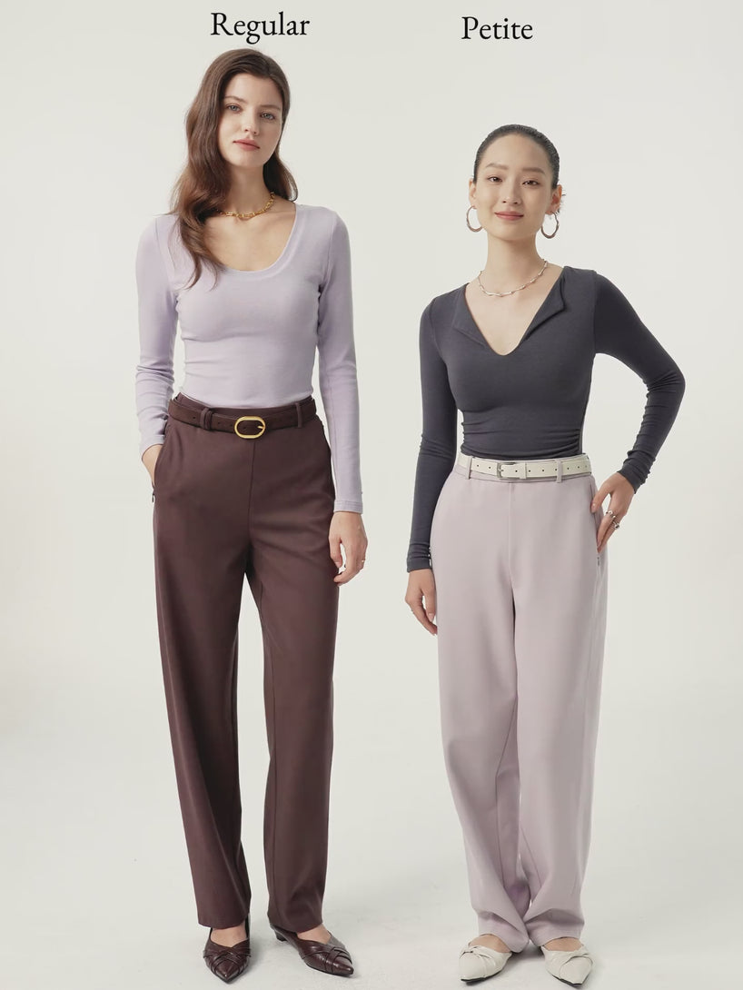 Mid Rise Barrel Leg Pull-on Pants with Pockets