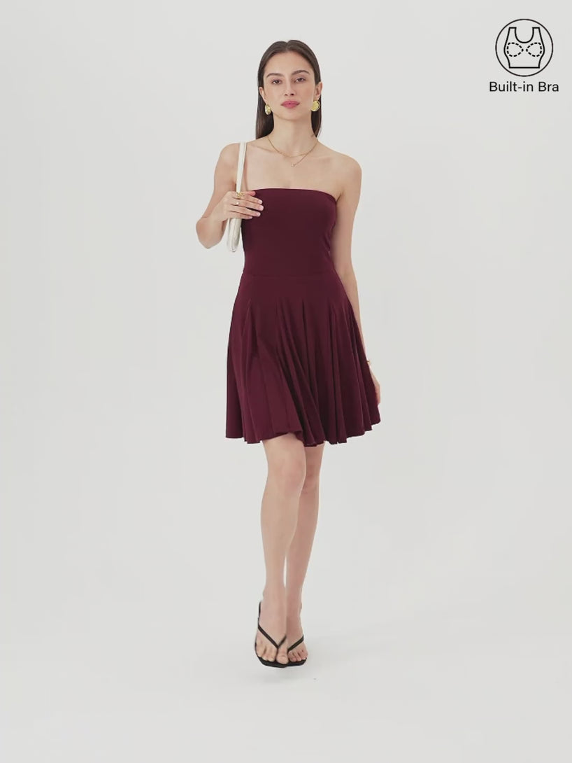 OGLmove Bandeau Godet Circle Flare Mini Bra Dress