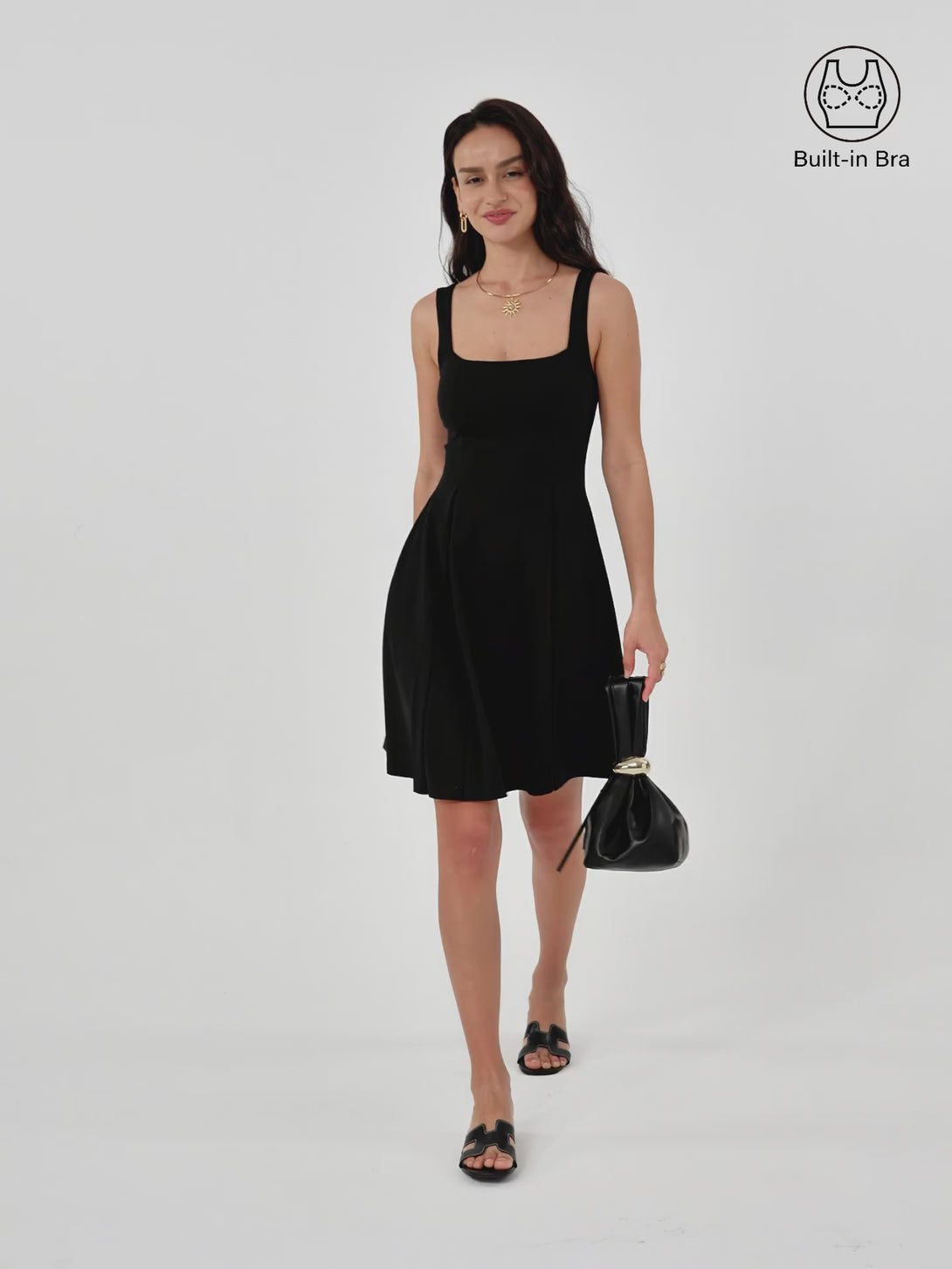 Square Neck Fit-and-flare Mini Brami Dress