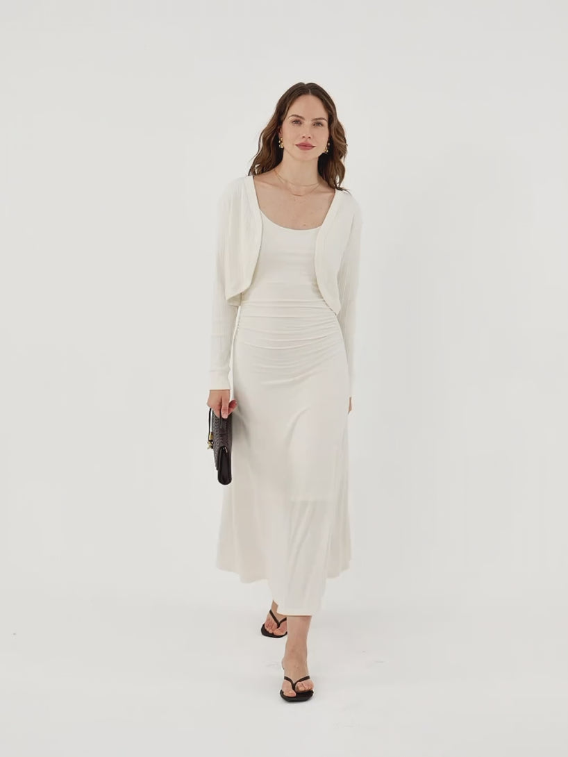 OGLmove Stretch Cotton Cropped Textured Cardigan