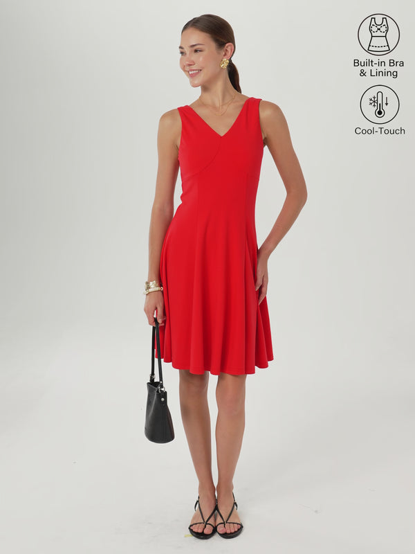 OGLmove CoolTouch V-Neck Travel Mini Dress with Pockets