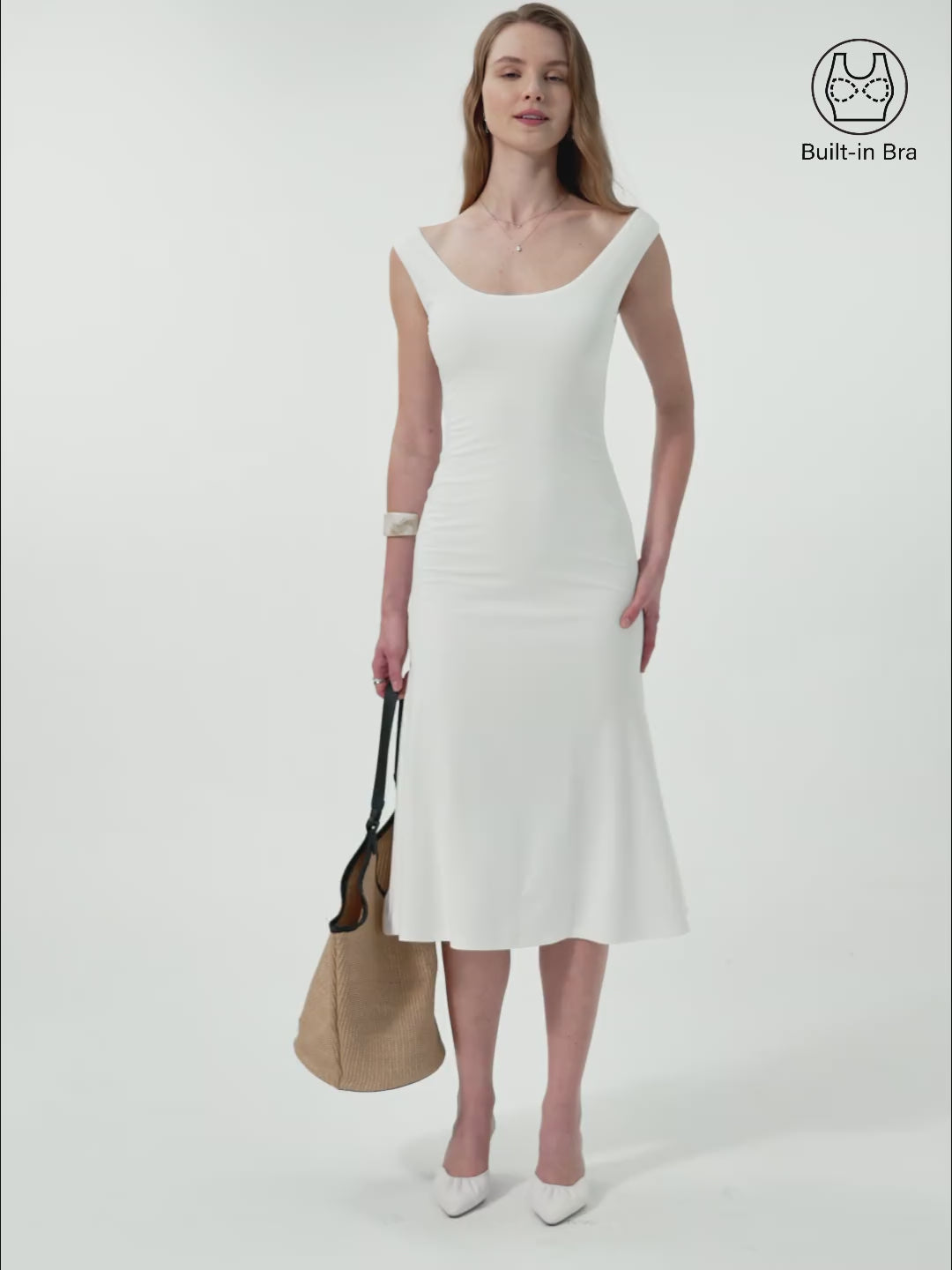 Scoop Neck Midi Low Back Brami Dress