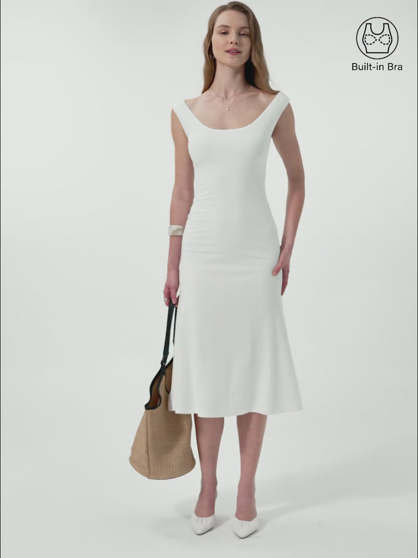 Scoop Neck Midi Low Back Brami Dress