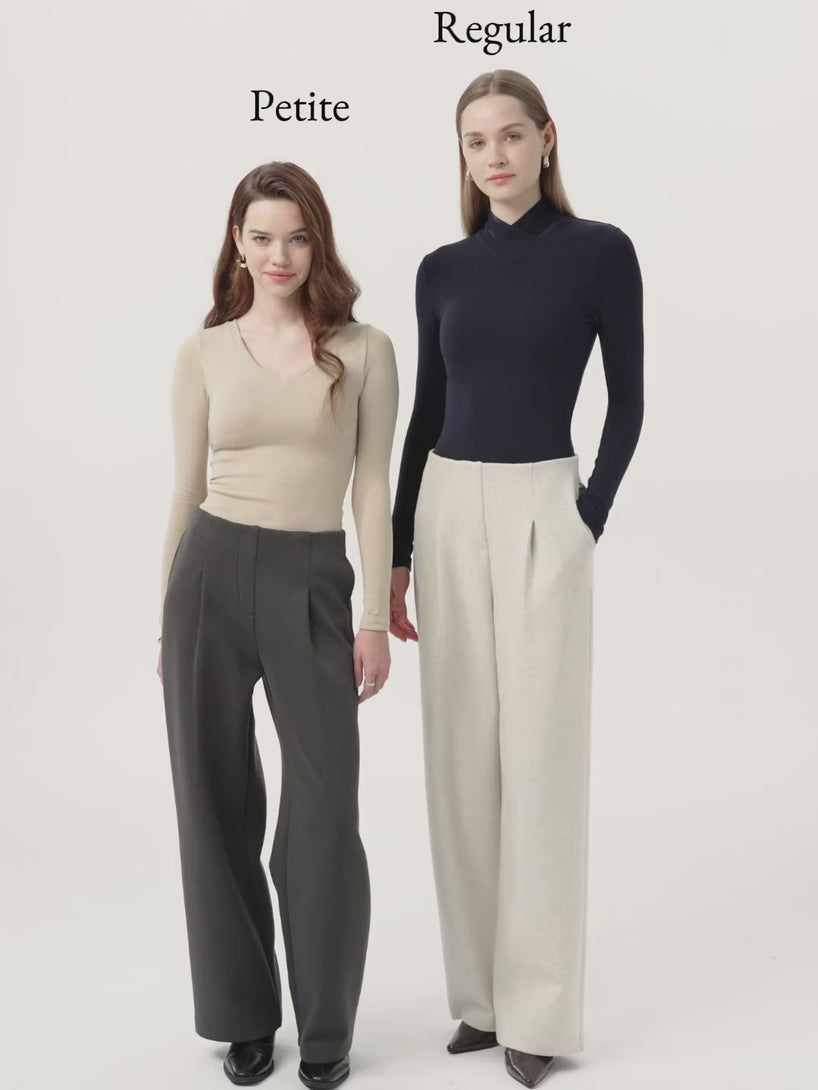Tummy-Control Mid Rise Straight Leg Pull-on Pants