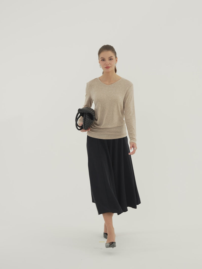 OGLmove LiteWarm V-Neck Long Sleeve Ruched Top